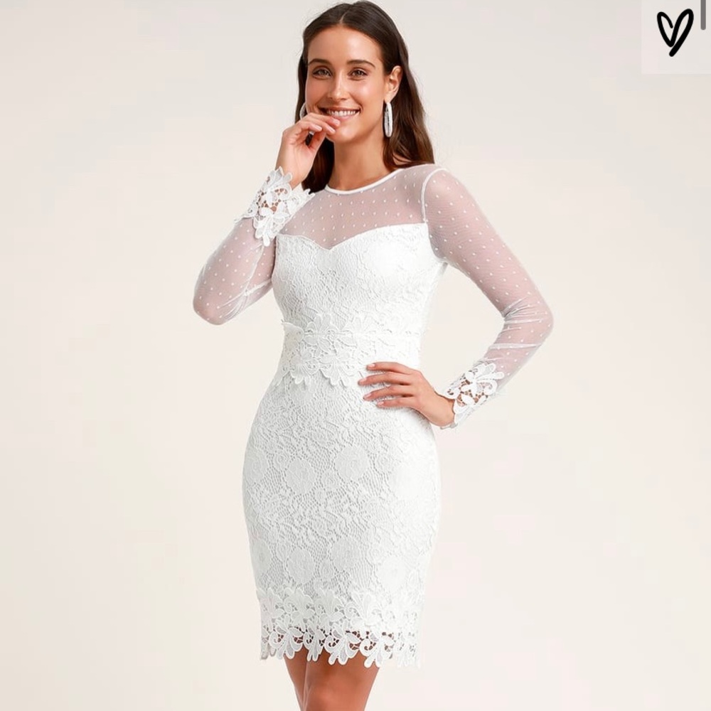 Lulus White Lace Long Sleeve Dress *new with tags*